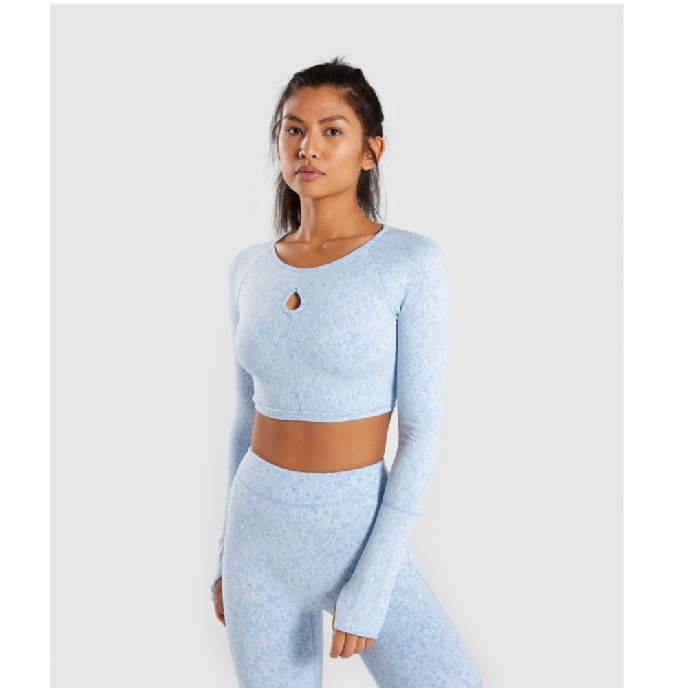 FLEUR TEXTURE LONG SLEEVE CROP & LEGGINGS SET